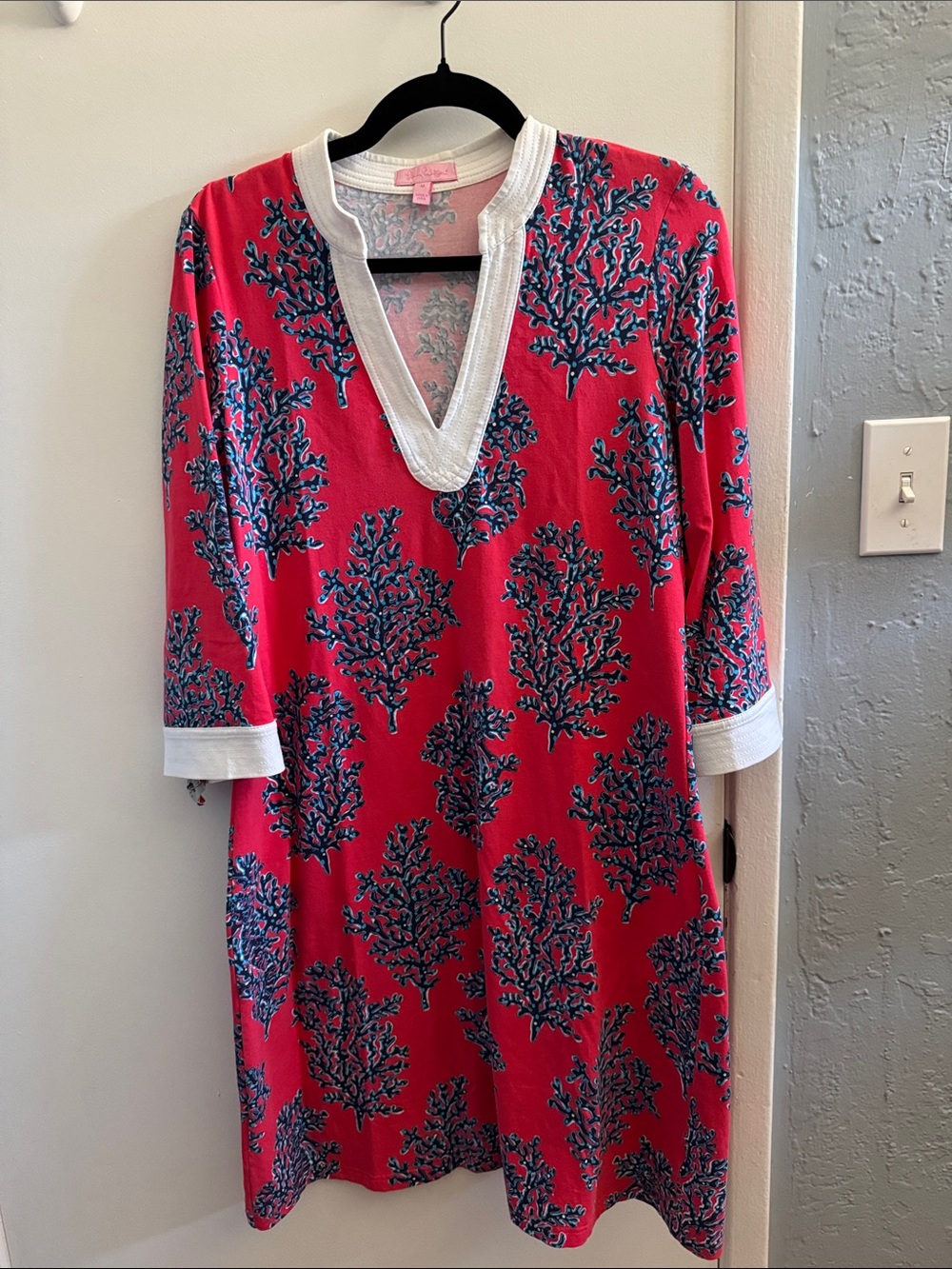 EUC Lilly Pulitzer Women's Coral-Print Tunic Dress. Size M.